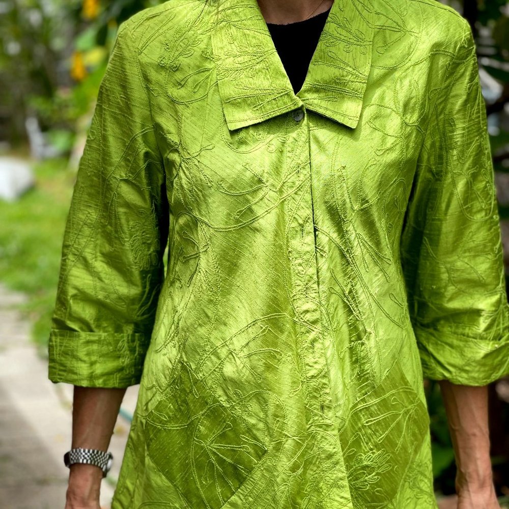 Bleu Bayou Silk Jacket with Pockets